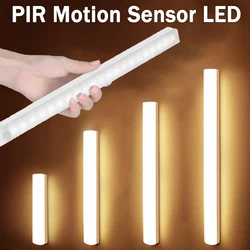 Lámpara con Sensor de movimiento PIR para debajo del gabinete, luz nocturna LED regulable, recargable, para escaleras, armario, habitación, pasillo, tubo, barra de luz, Bombilla detectora