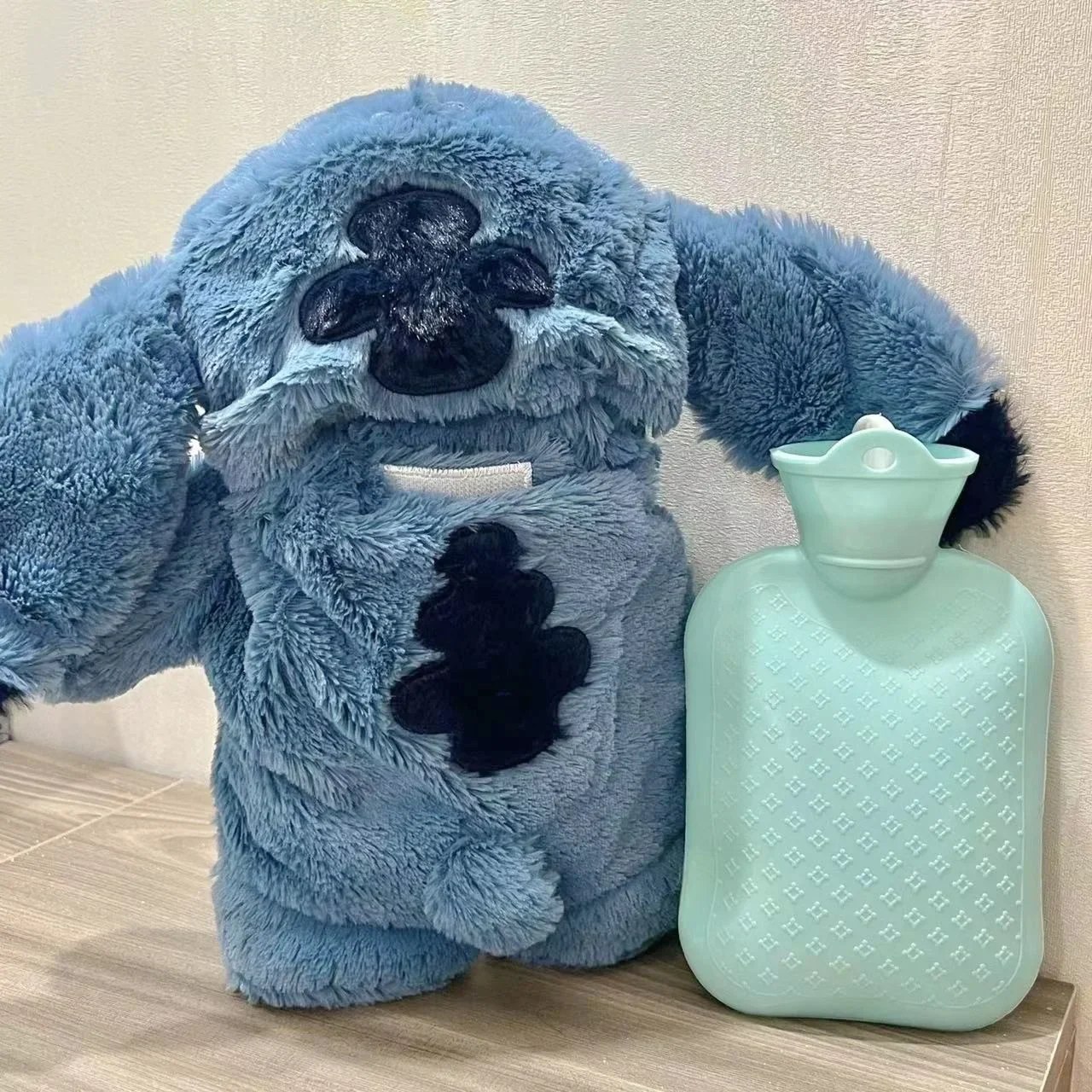 MINISO Disney Anime  Kawaii Turo Lilo Stitch Plush Hot Water Bottle Women'S Home Water Filling Hand Warmer Monster Toys Gift