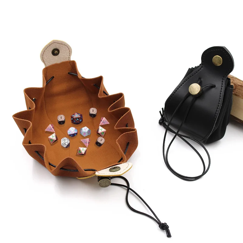 

Leather Dice Bag Tray Design Viking Style Vintage Medieval Drawstring Pouch For D&D Role Playing RPG Game Gift Coin Purse