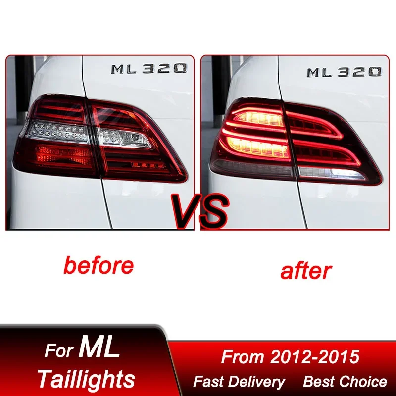 Pop Car Led Tail Lights For Mercedes-Benz M Class ML W166 2012-2015 New Style Full LED Dynamic Turn Signal Light Tail Lamp Assem