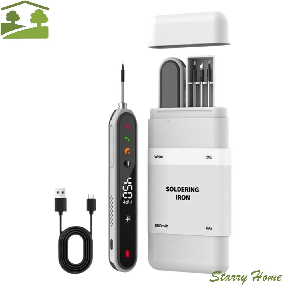 Portable USB Soldering Iron Digital Display Cordless Electric Iron Solder Adjustable Temperature Fast Heating