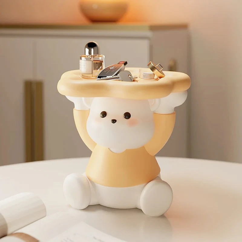 Creamy style cute little bear home entrance storage decor, living room tabletop decoration, moving in gift