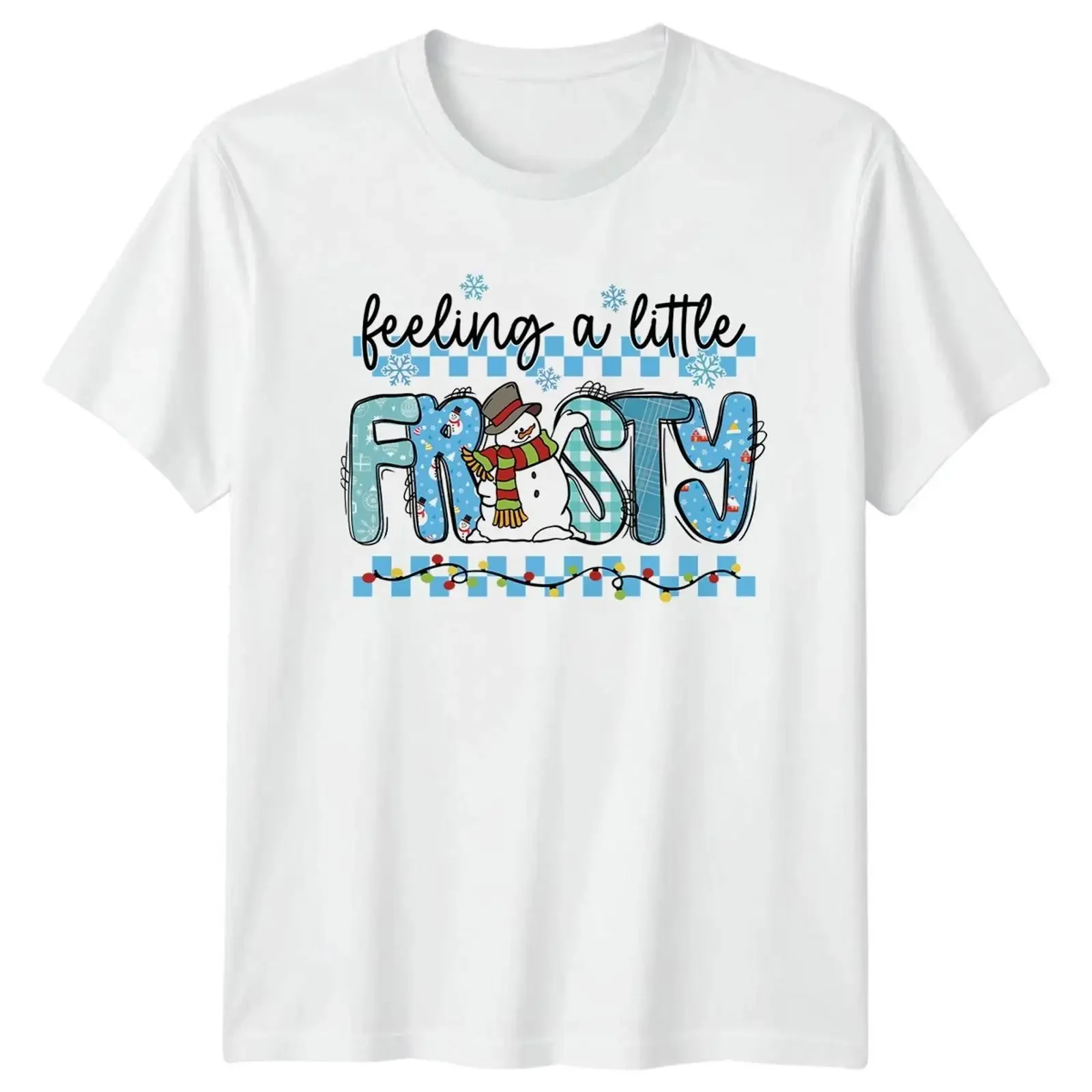 Feeling A Little Frosty Snowman Christmas Holidays Winter T Shirt vintage Washed Top For Everyday Wear Stylish Unisex Stretched