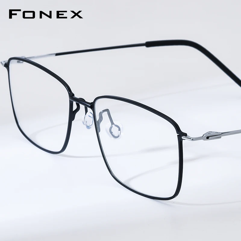 FONEX Titanium Eyeglasses Frame Men Brand Design Square Ultralight Korean Japaness Glasses Morten Screwless Denmark Eyewear 5913