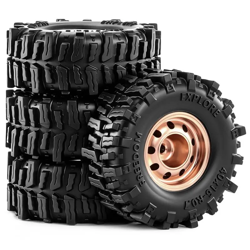 B78B-For Wrangler K10 For Ford Bronco M 0.7 Inch RC Rock Crawler Wheel Rims& Tires For 1/30 Axial SCX30 RC Climbing Car Black