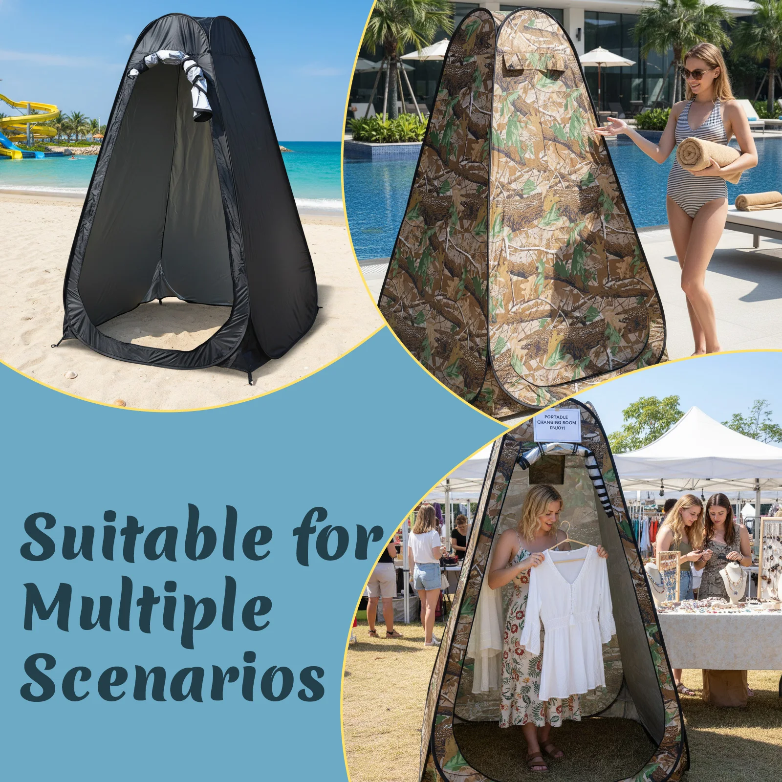 Portable Pop-Up Privacy Tent Outdoor Shower Tent Foldable with Storage Bag Easy Setup for Beach Camping - Ideal for Outdoor Use image 3