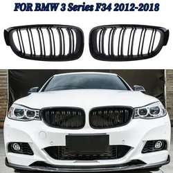 Pair Double Slat Kidney Grille Front Bumper Grill For BMW 3 Series GT F34 2012-2020 Gloss Black Front Grille Car Accessories