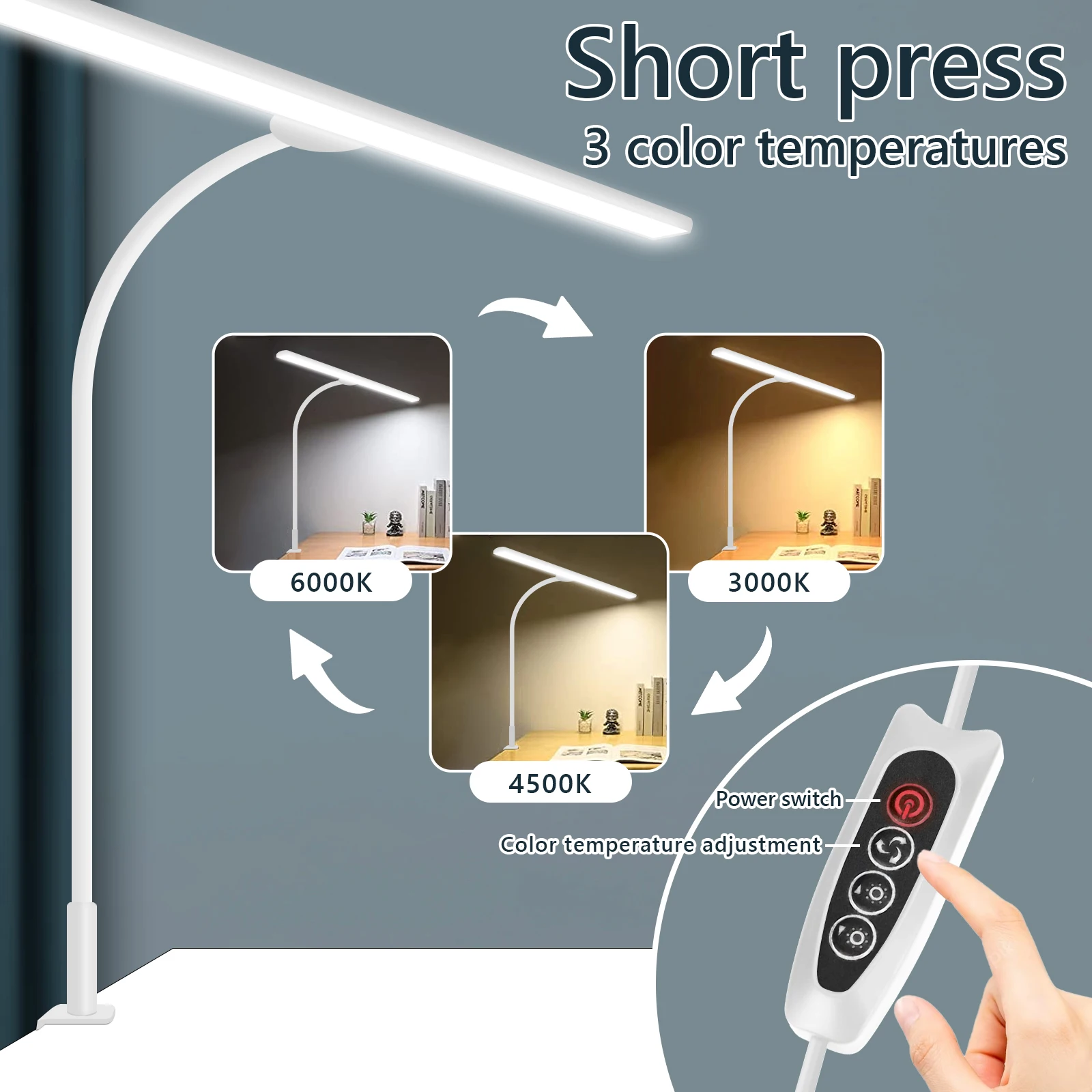 A LED Desk Lamp for Office Home - Eye-Caring Architect Task Lamp 30 Lighting Modes Adjustable Flexible Gooseneck Clamp Light