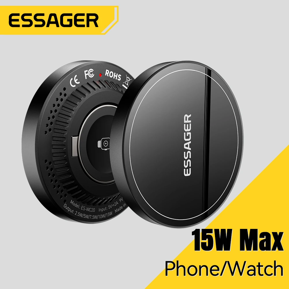 Essager 15W Carregador Magnético Sem Fio Suporte de Carregamento Rápido Carregador de Telefone Para iPhone 16 15 14 13 Samsung Xiaomi Huawei iWatch