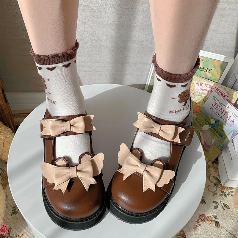 Chaussures Noires à Nministériels d Épais pour Femme, Escarpins à Plateforme Japonaises à Tête Ronde, Chaussures Simples Kawaii pour Bol, Été