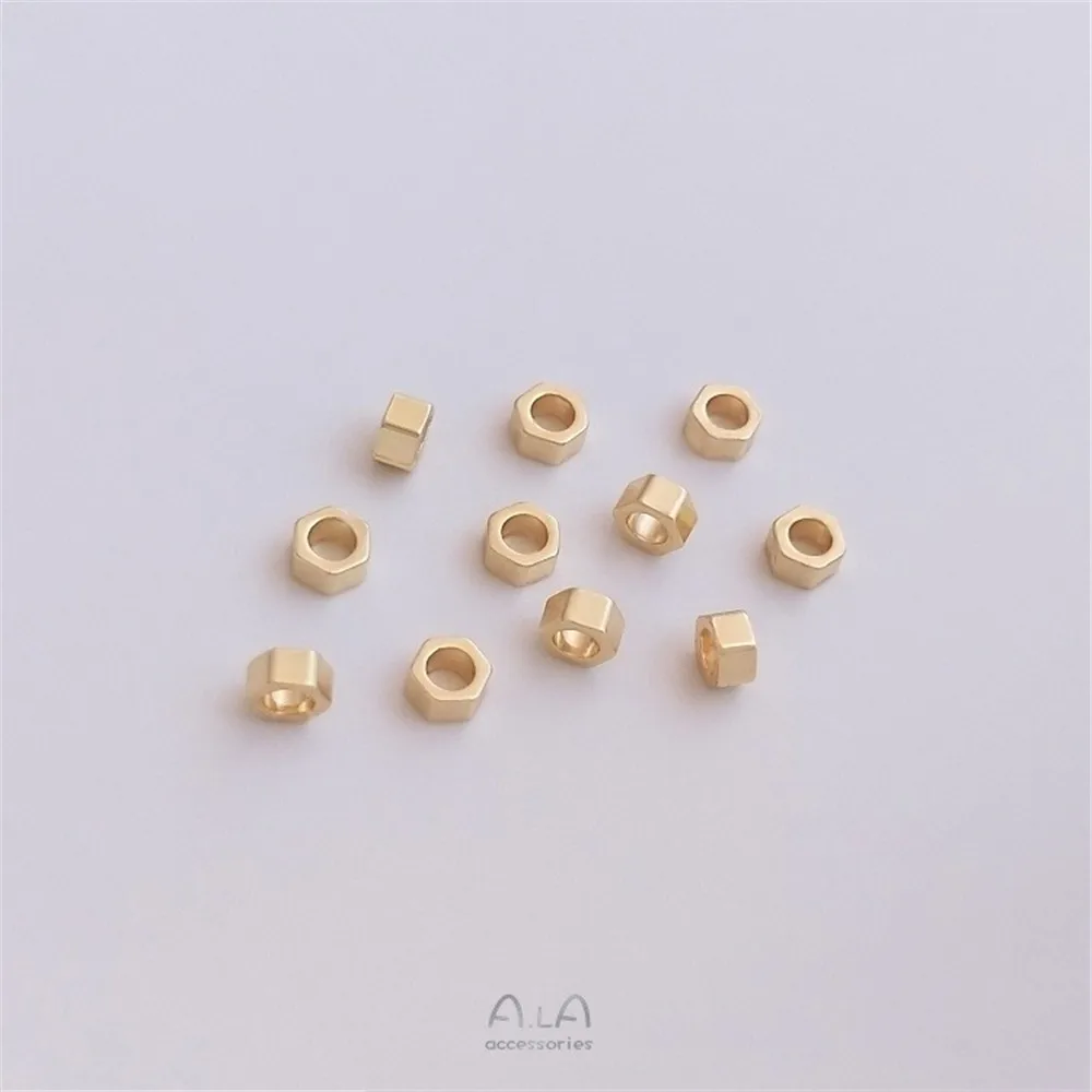 

14K Gold Color Preservation Zongzi Yuanbao Hexagonal Bead Small Lotus Cherry Blossom Bell Pendant Diy Jewelry Accessories