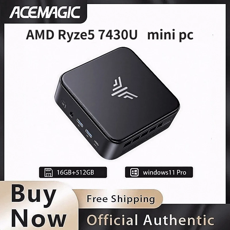 ACEMAGIC Mini PC with AMD Ryzen 5 7430U 32GB DDR4 512GB SSD AMD Mini PC computer Gaming PC  Support 4K HDMI DP Type-C ,WiFi 6