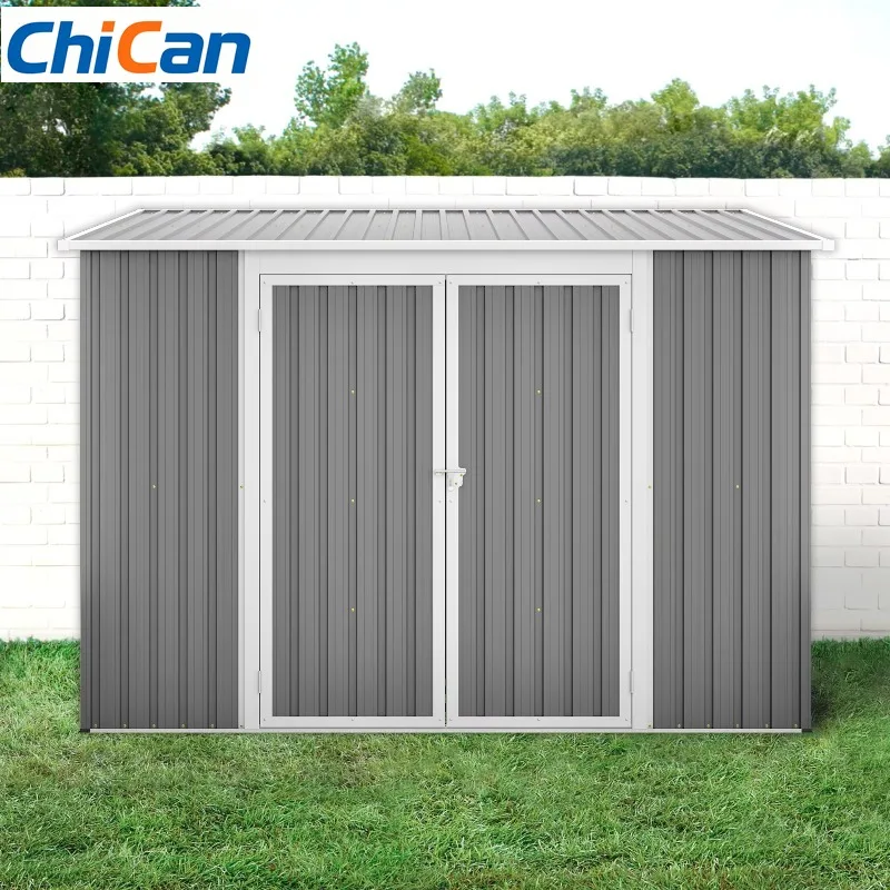 

【Hot】6x8 FT Outdoor Metal Garden Shed Lockable Double Doors Waterproof Heavy Storage with Floor Kit