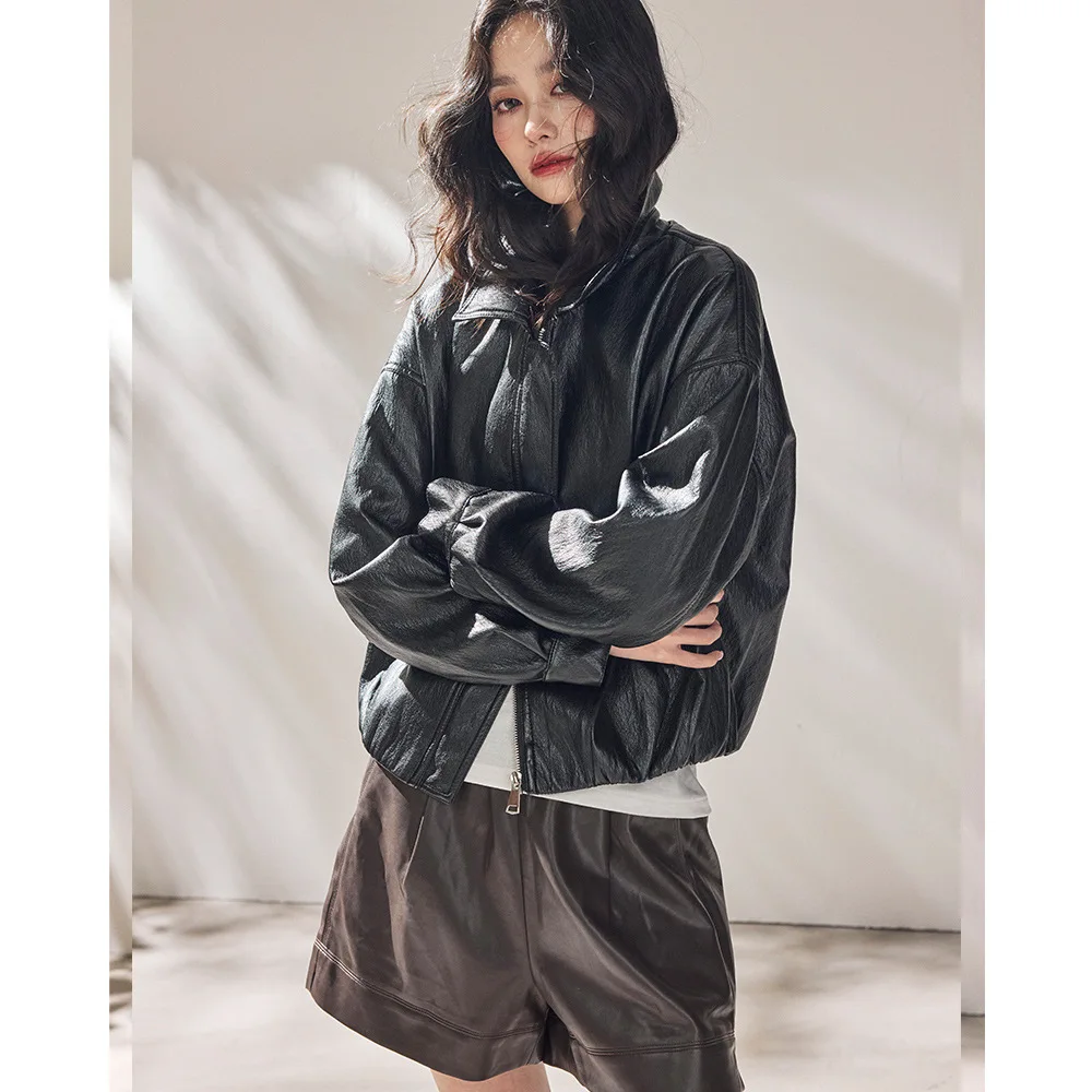 

Новая весенняя женская куртка из искусственной кожи в стиле ретро, свободного кроя, утепленная, для весны и осени