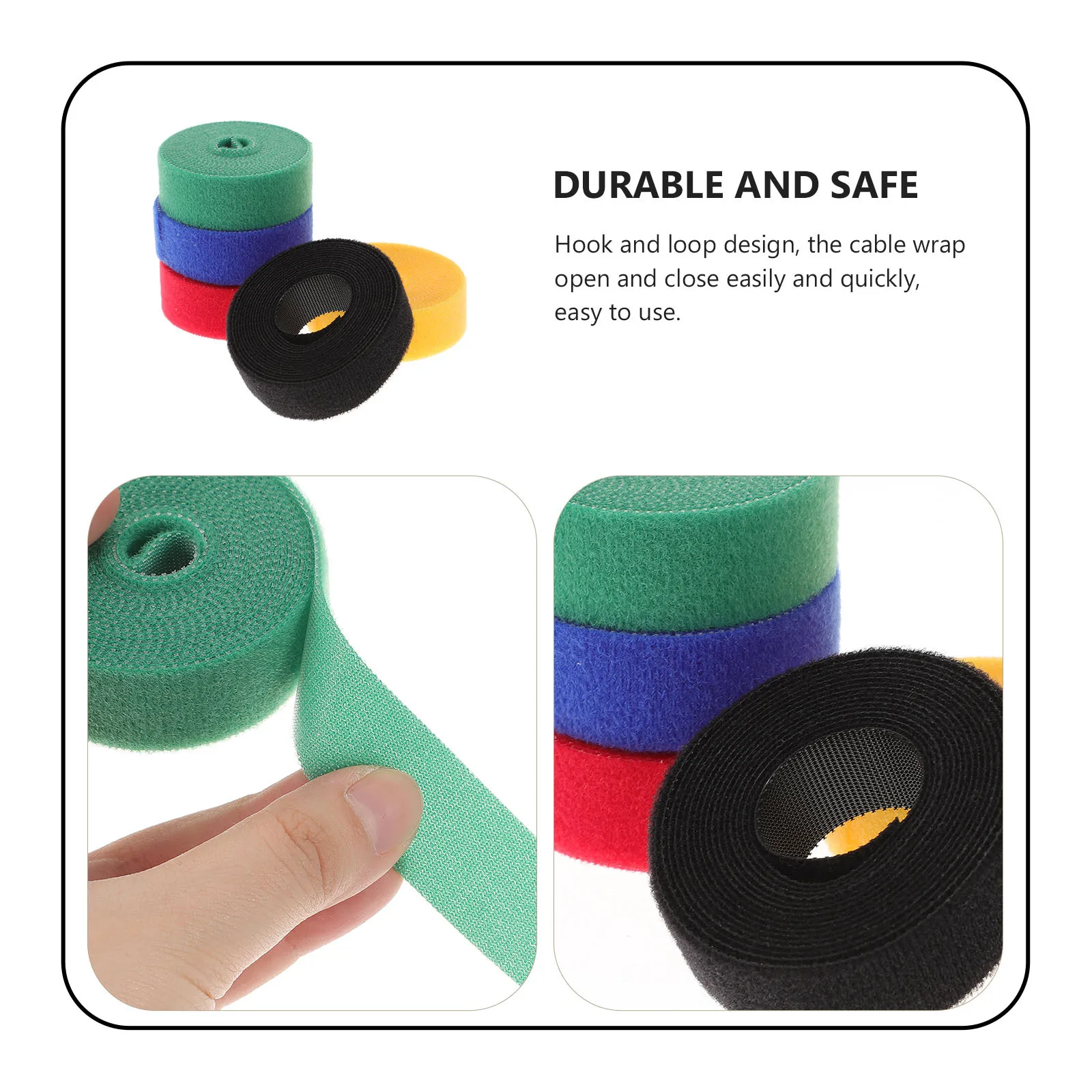 

5 Rolls Reusable Cable Ties Straps with Adhesive Cord Fixing Strip for Computer Guitar Mic Cable Organization