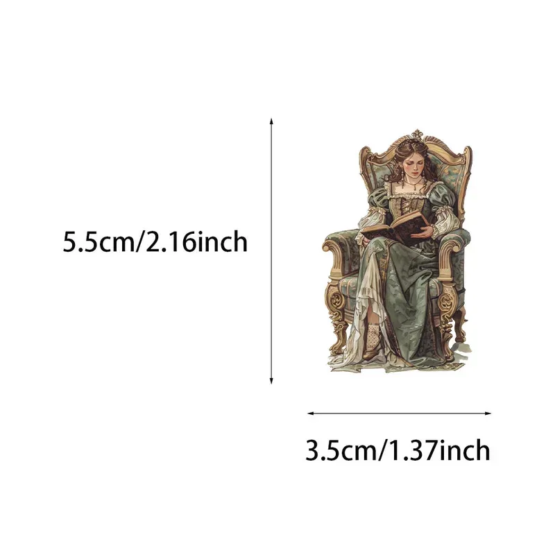 50/100Pcs Transparent Victorian Era Sticker Pack Waterproof Transparent PET Bookkeeping Material Decorative Guitar Notebook