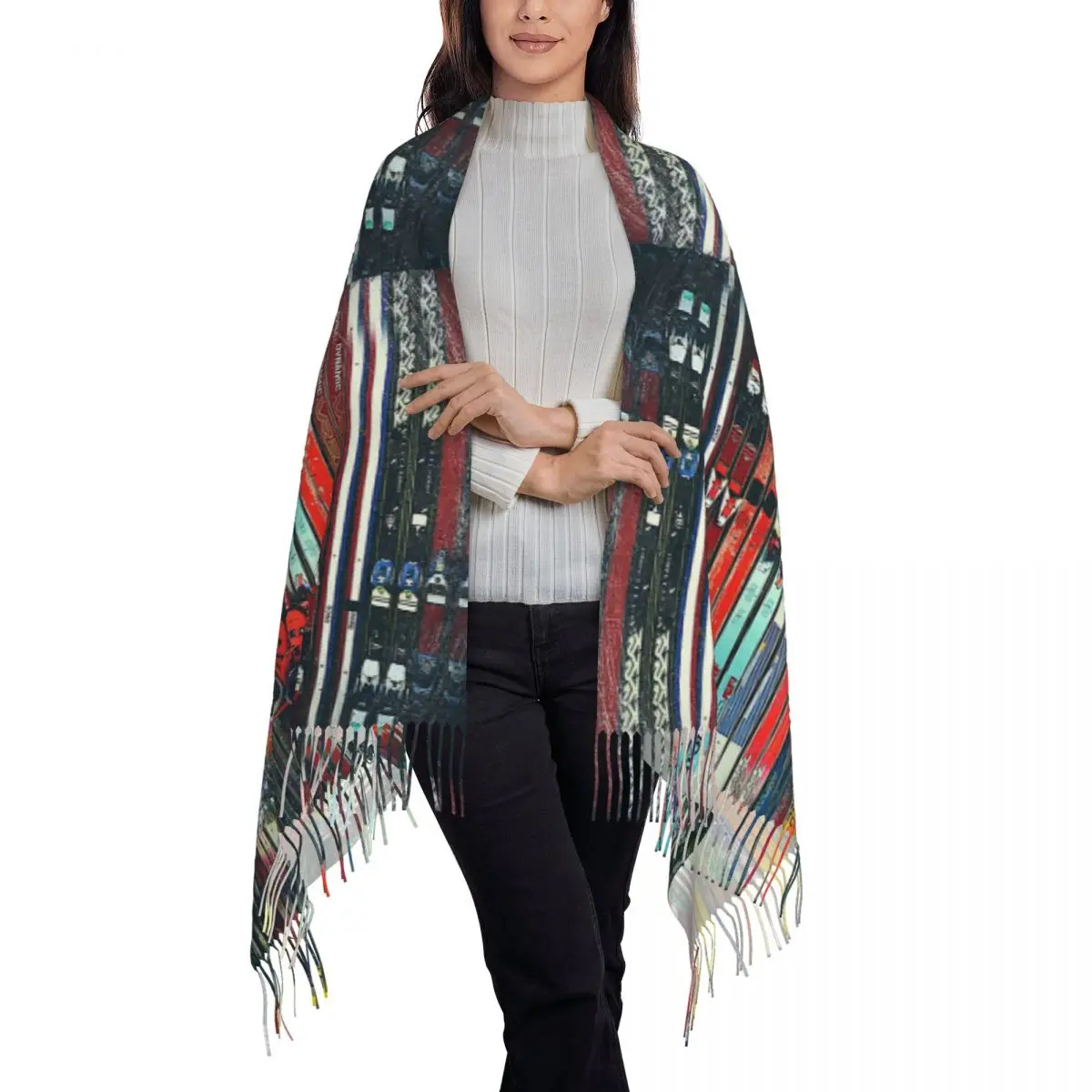 Ski Sun Valley Scarf Tassel Scarves Women Soft Warm Shawls and Wraps Long Fall Winter Shawl Wrap