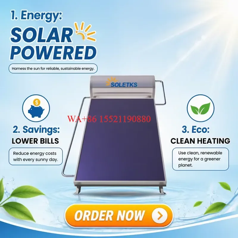 WMWMNU for TR-120E Pressurized Flat Plate Solar Water Heater 120L Enamel Tank Compact Rooftop System Outdoor Household Use