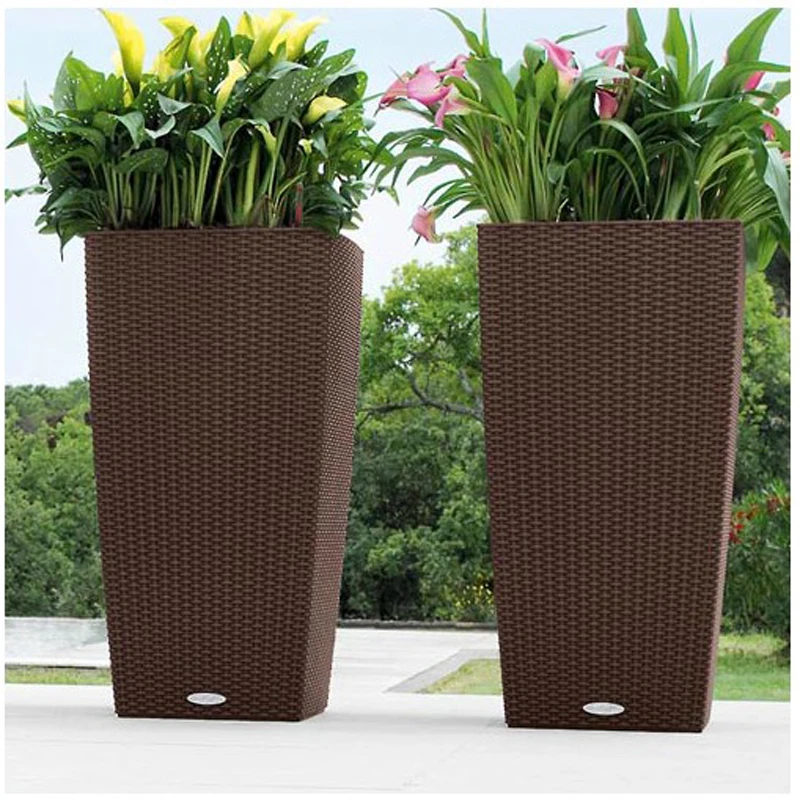 Customized: outdoor rattan flower pot, balcony, rattan furniture, garden flower box, outdoor vase, hotel engineering