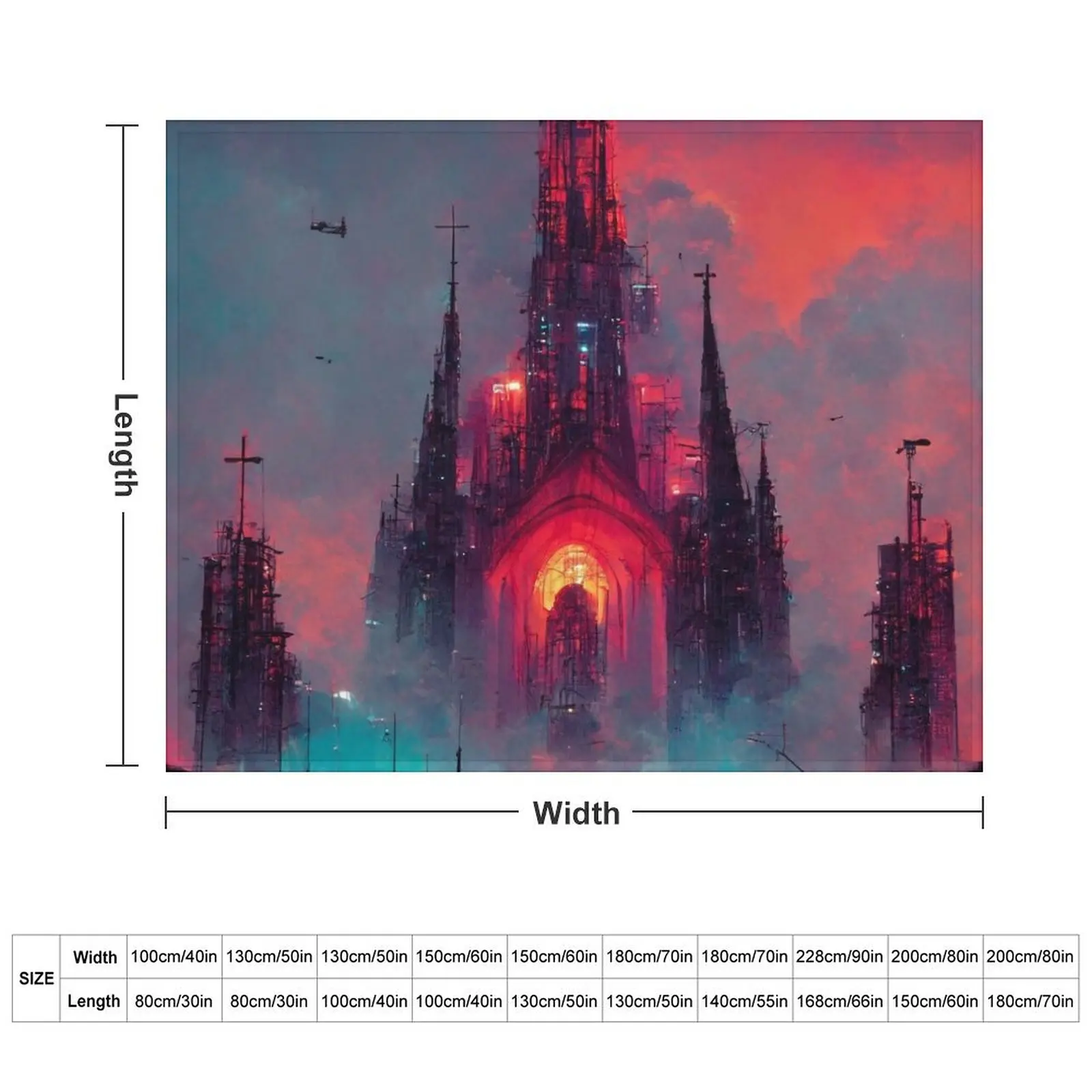 Cyberpunk Cathedral In Sunset Throw Blanket Camping manga Decorative Throw Blankets