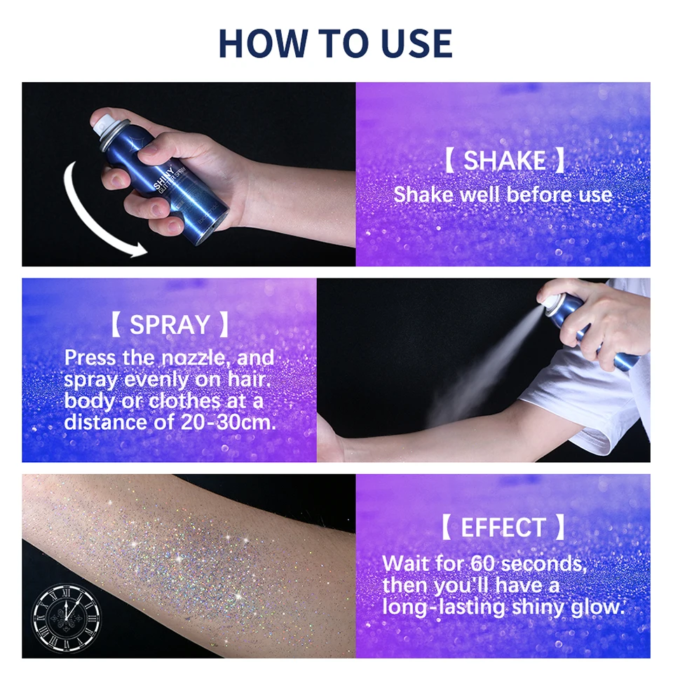 Makeup Glitter Spray Instantly Enhancing Radiance Emit Charming Radiance Quick Drying Brightening Waterproof Party Glitter Spray