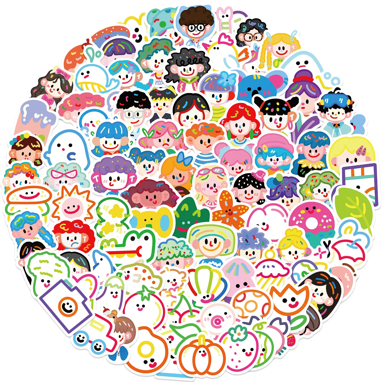 100PCS Funny Cute Dopamine Element Stickers Laptop Graffiti Skateboard Waterproof Scrapbooking Phone Cup Luggage Sticker Decals