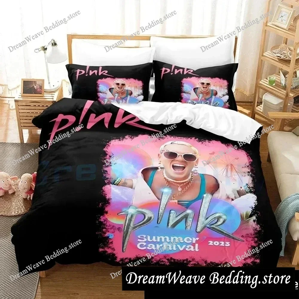 Personality Hip Hop Pink Singer Tour Bedding Set Duvet Cover Bed Set Quilt Cover Pillowcase Comforter King Queen Size Boys Adult