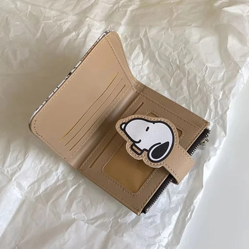 Cute Snoopy Purse Anime Cartoon Short Coin Wallet High Value Zipper Student ID Holders Multi Slot Bag Women Men Birthday Gifts view 3