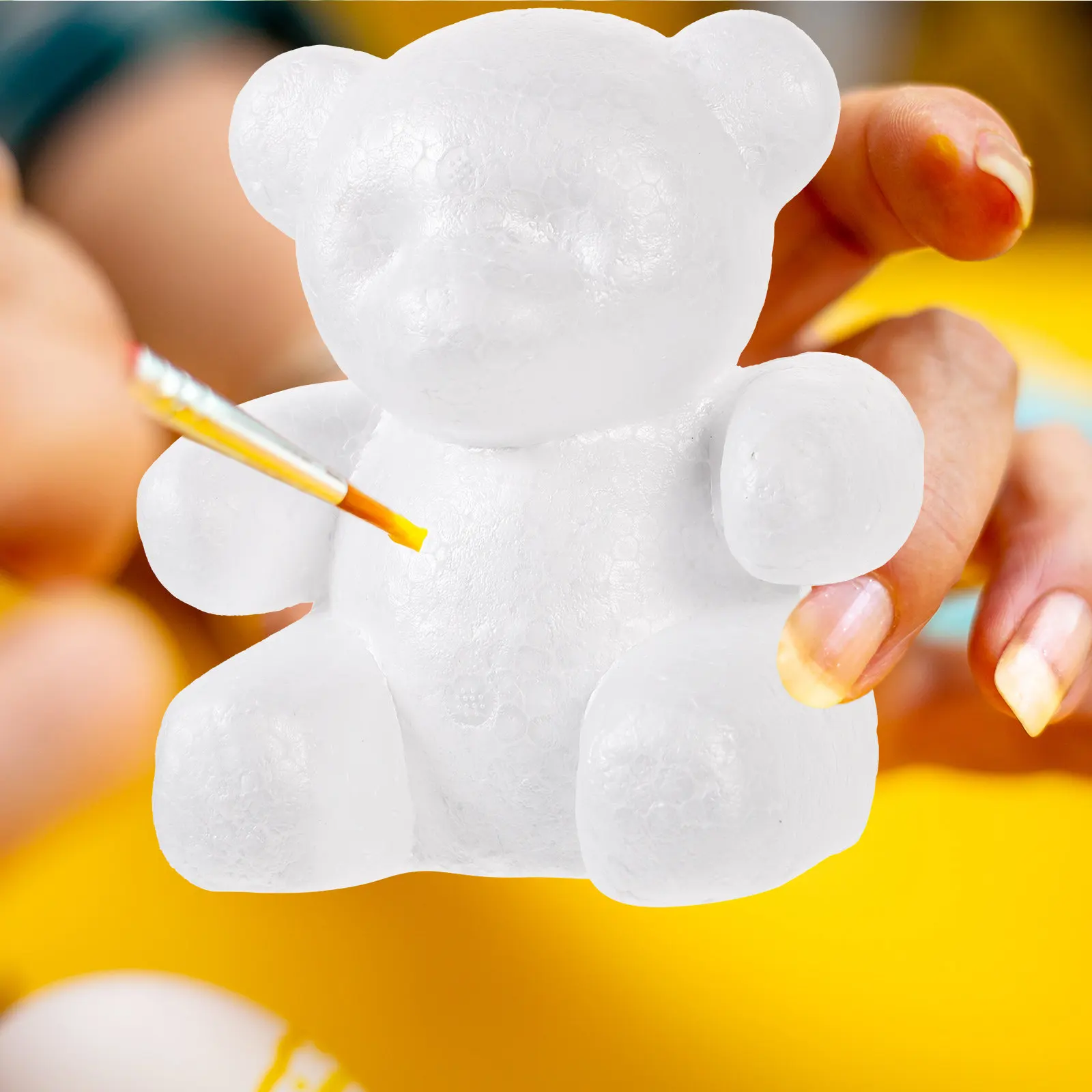 

4Pcs White Foam Bear Shape Sculptures 15Cm Height 10Cm Base DIY Craft Balls for Painting Decorating Flower Arranging Festival