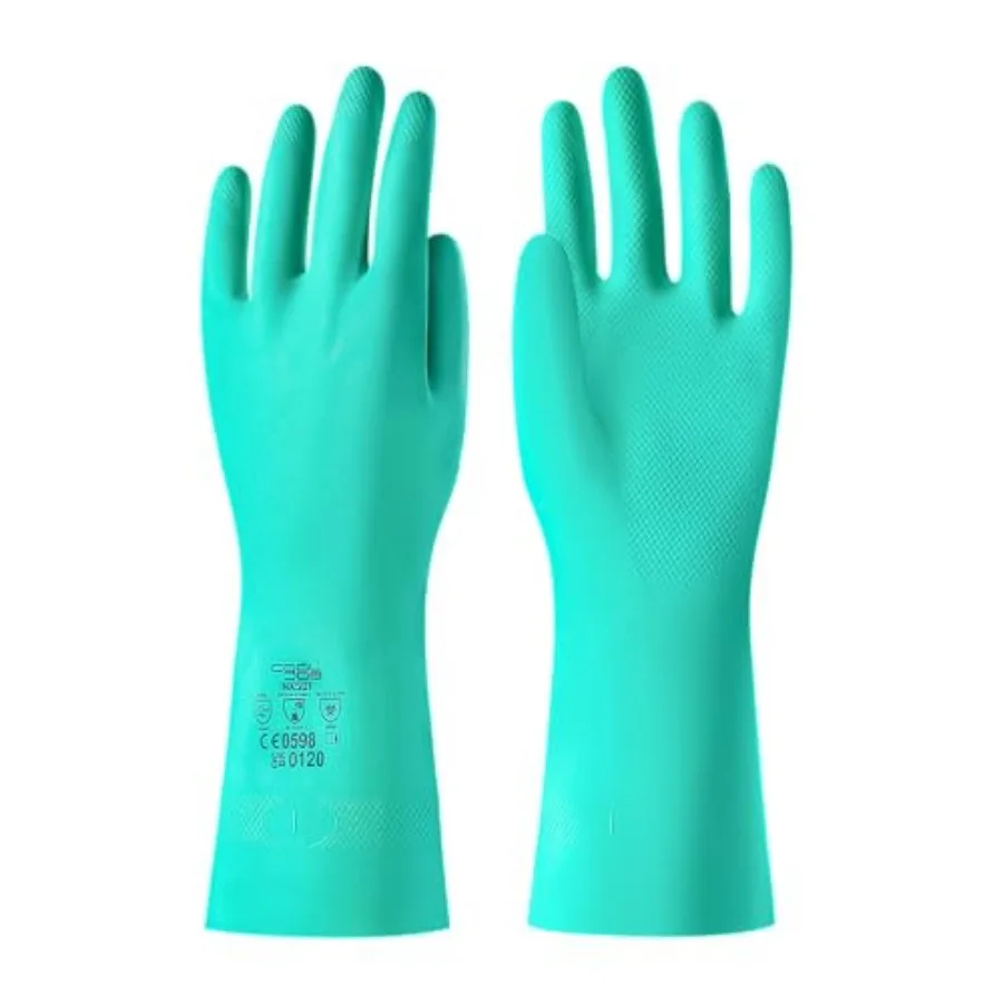 COOLJOB 18 Mil Chemical Resistant Nitrile Gloves 13" Long Resist Household Acid Alkali Solvent and Oil Latex Rubber Free