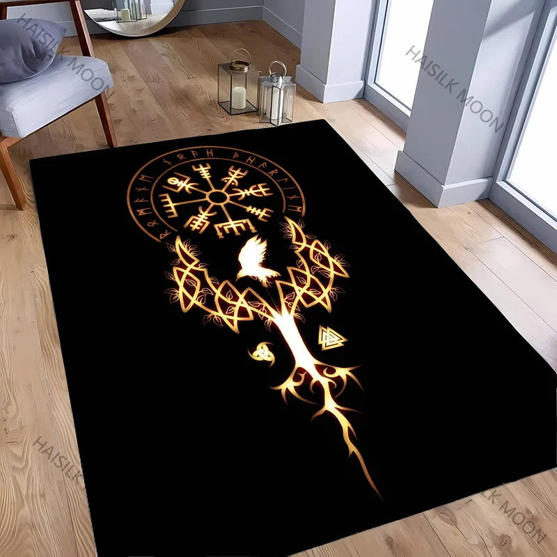 

15-размерный ковер с тотемом викингов для гостиной, спальни, дивана, нескользящий коврик для офиса, большой ковер, современный декоративный стильный ковер, быстрое поступление