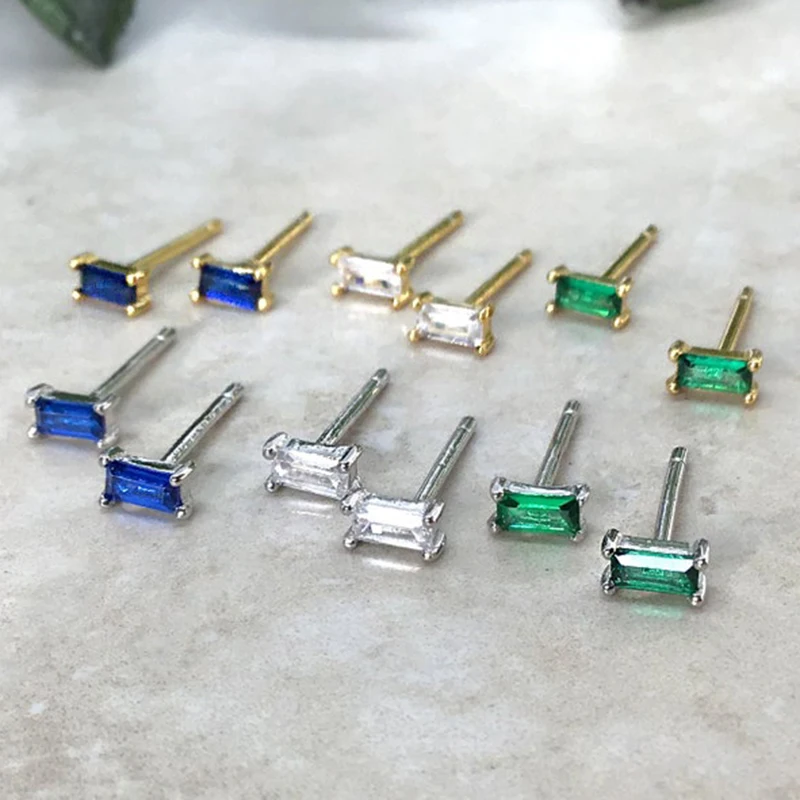 

925 Sterling Silver Ear Needle Classic Retro Geometric Design Silver Green Series Hoop Earrings Pendant Fashion Ear Accessories