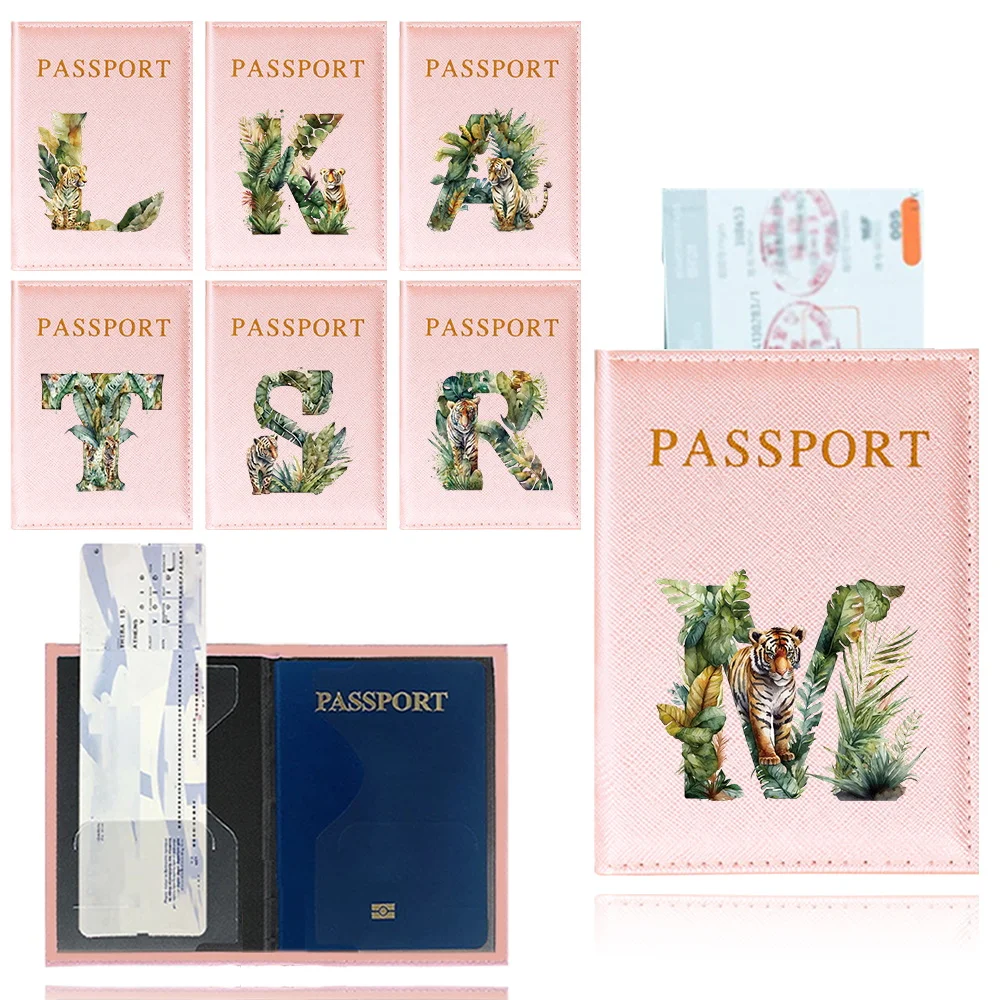 Travel Passport Case Pink Color Passport Holder Passport Protective Cover ID Credit Card Holder Printing Jungle Tiger Series