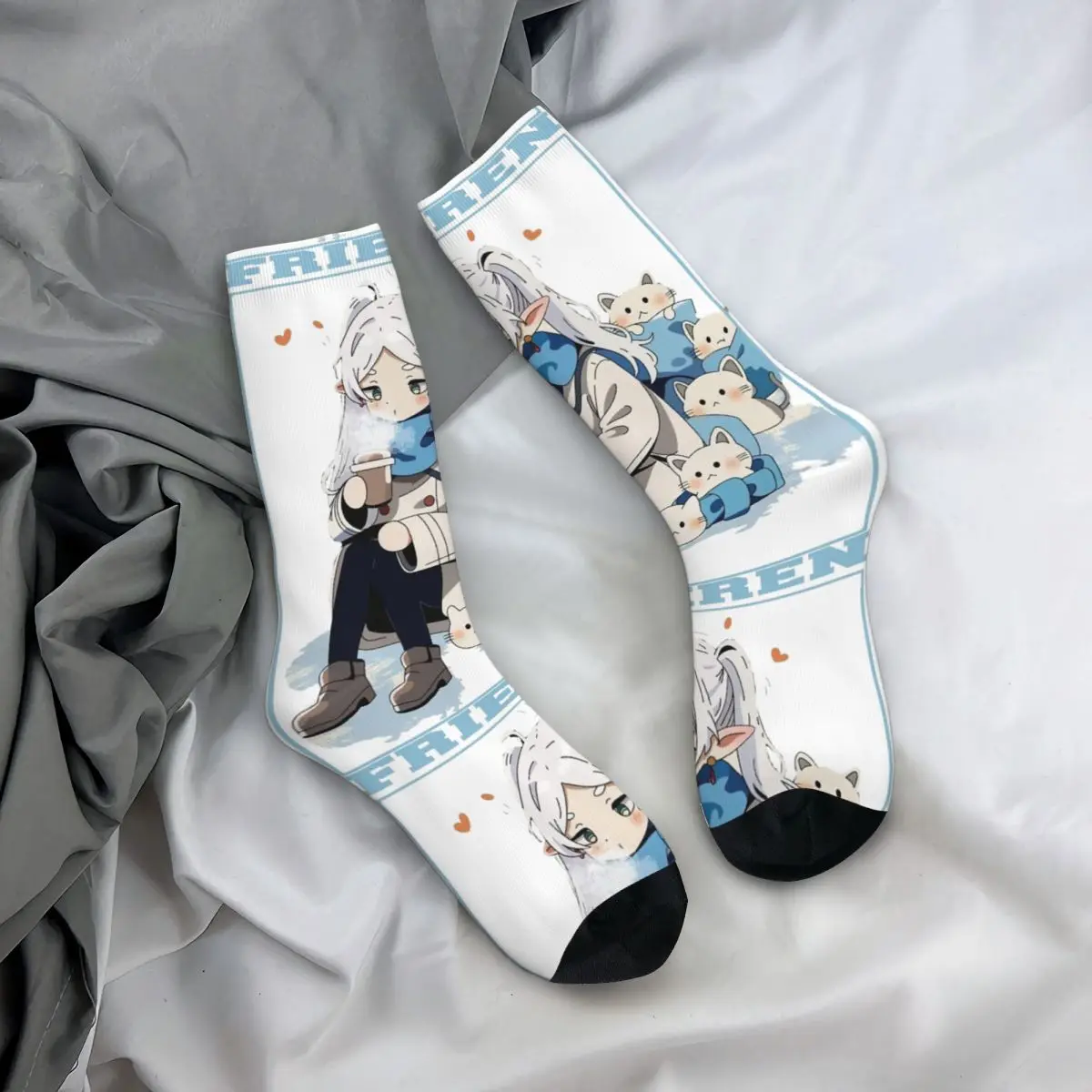 Chaussettes de sport respirantes Anime Sousou No Frieren pour hommes et femmes, chaussettes Hip Hop chaudes, hiver