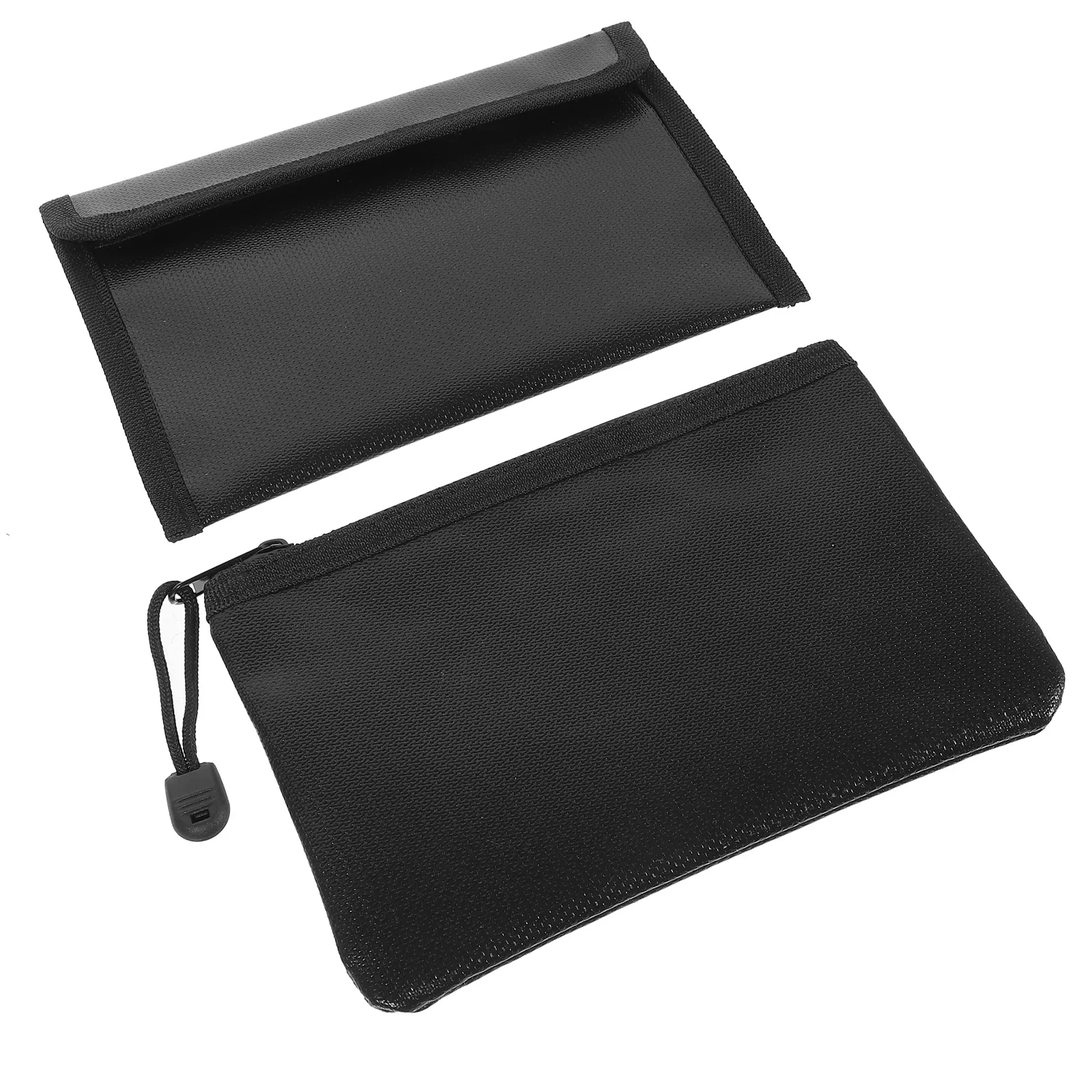 

2 Pcs Documents Bag Fireproof File Waterproof Pouch Zipper Holder Folder Black Important Pouches Travel