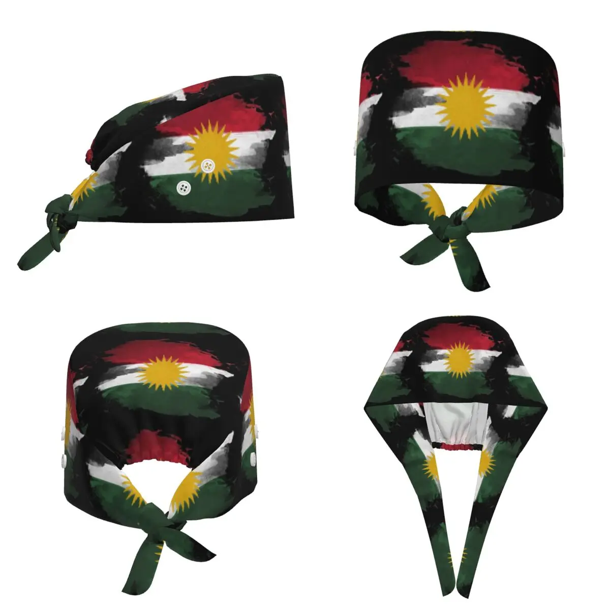 Kurdistan Flag Scrub Hat Doctor Working Surgical Cap Men Women Adjustable Nursing Caps for Dentist