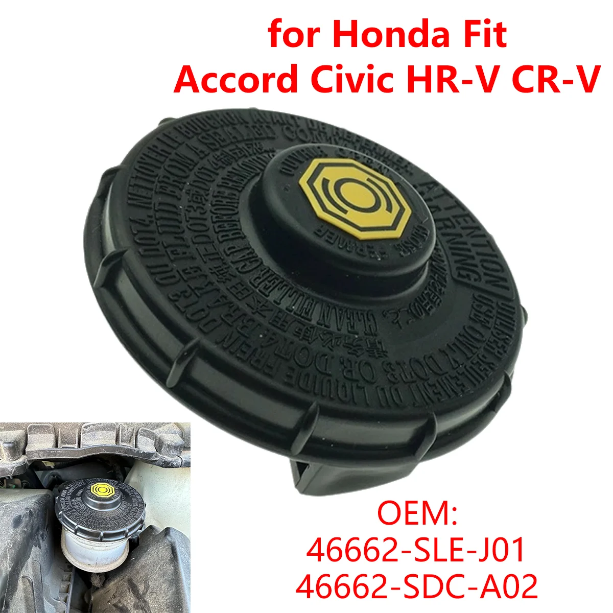 

46662-SLE-J01 Car Brake Master Cylinder Cap Brake Fluid Reservoir Cover for Honda Fit Accord Civic HR-V CR-V Insight CR-Z