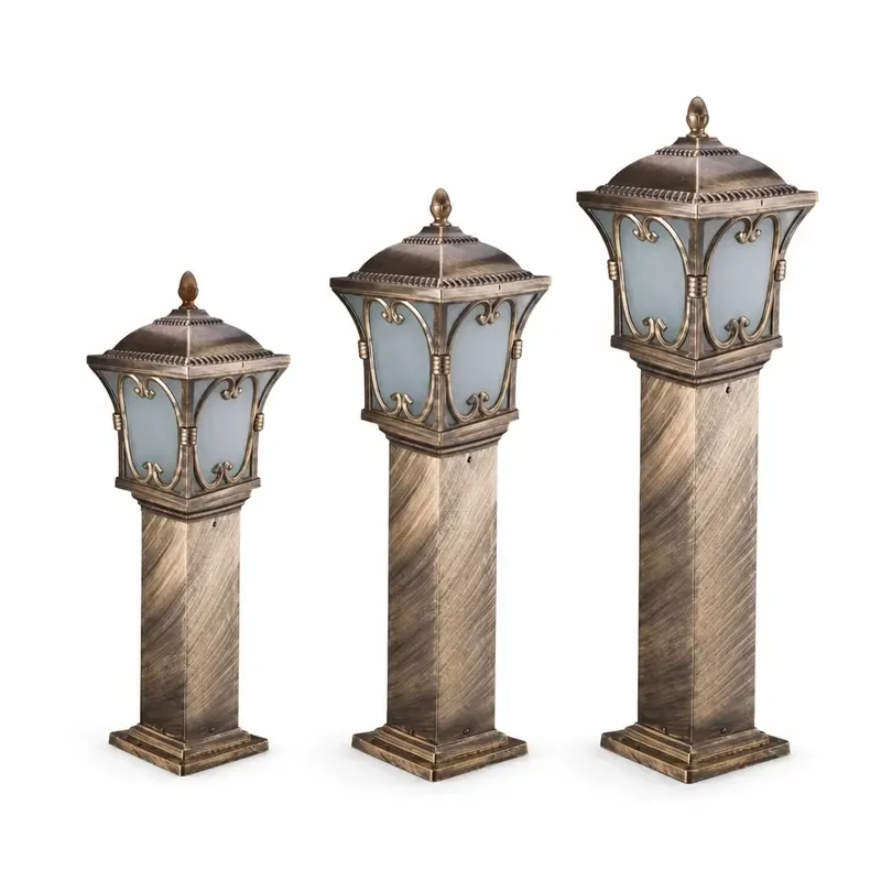 Antique Outdoor Lawn Light IP65 Waterproof Die Cast Aluminum Garden Lamp Post Retro Base Light Suitable for Luxury Villa