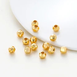 50-100Pcs Spacer Beads 2/3/4mm 14K/18K Gold Plated Brass Round Beads Loose For DIY Jewelry Making Accessories Wholesale