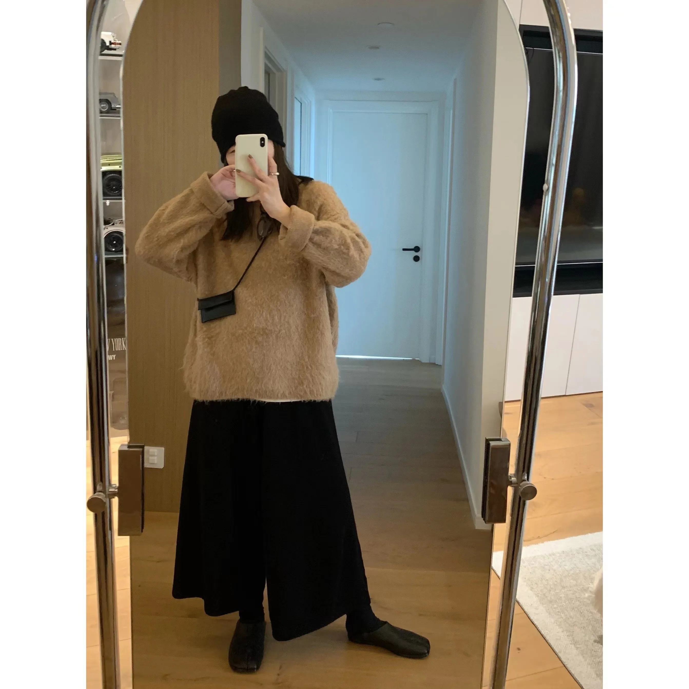 

Широкие брюки Elielim Lisbon из 100% шерсти с высокой талией, повседневные, для женщин, осенне-зимняя коллекция