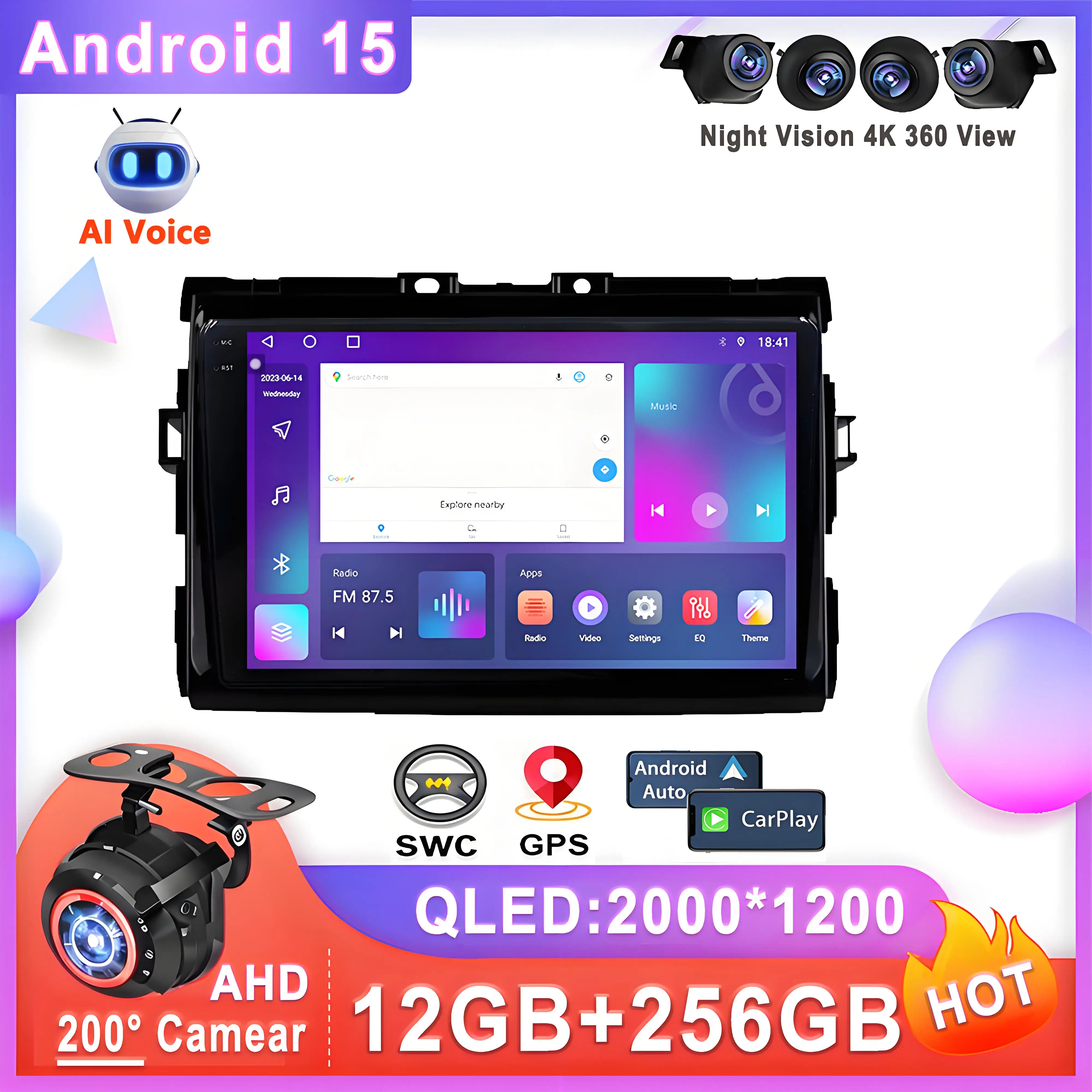 

Car Radio Android 15 For Toyota Previa XR50 2006 - 2019 Stereo Multimedia Player No 2din DVD 5G 2K Player Navigation Car GPS