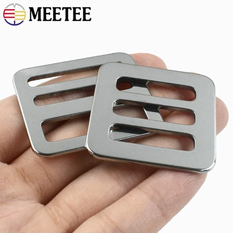 2/5P 26-50 مللي متر الفولاذ المقاوم للصدأ ضبط أبازيم حقيبة حزام حزام ثلاثي الإنزلاق المنزلق حلقة مشبك ظهره حزام المشبك هوك اكسسوارات