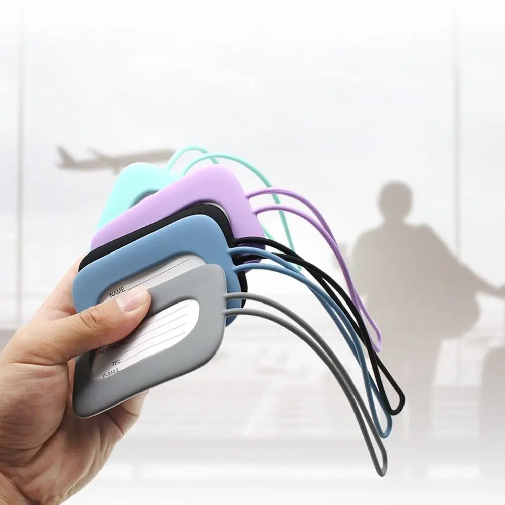 Neuer Silikon-Gepäckanhänger, Anti-Verlust, mit Umhängeband, Koffer-Identifikationsetikett, weiches Boarding-Pass-Tag für Reisen