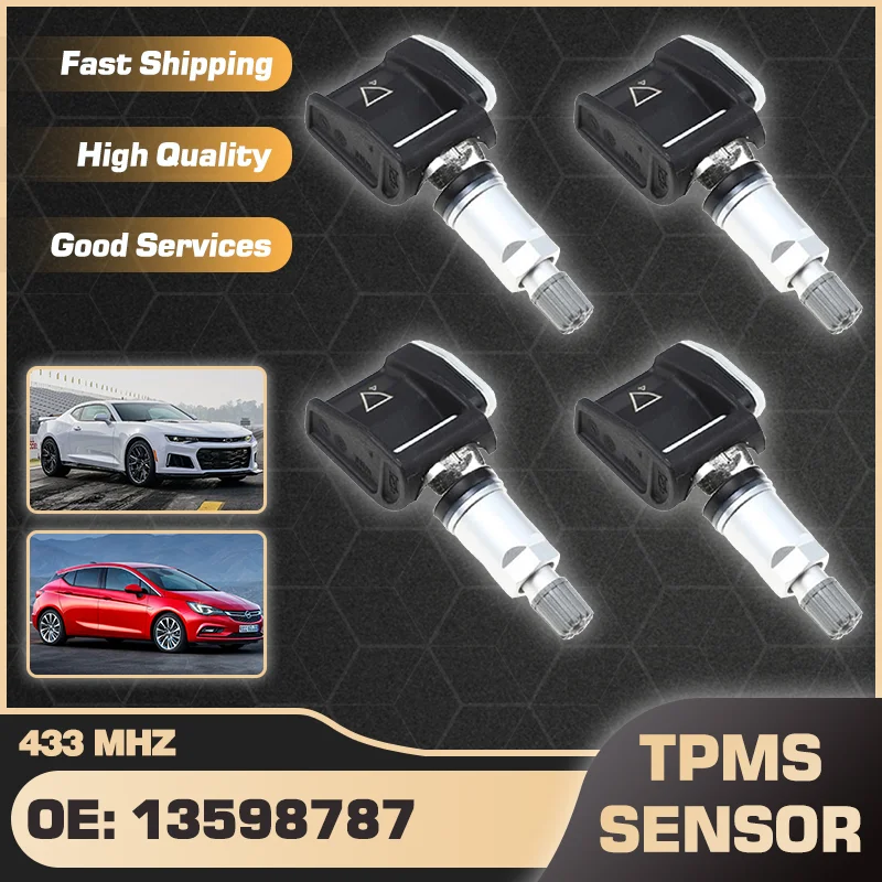 1/4PCS Car TPMS Tire Pressure Monitor Sensor System For Chevrolet Camaro 2016-2019 Opel/Vauxhall Astra GTC 2015 13598787 433 MHz