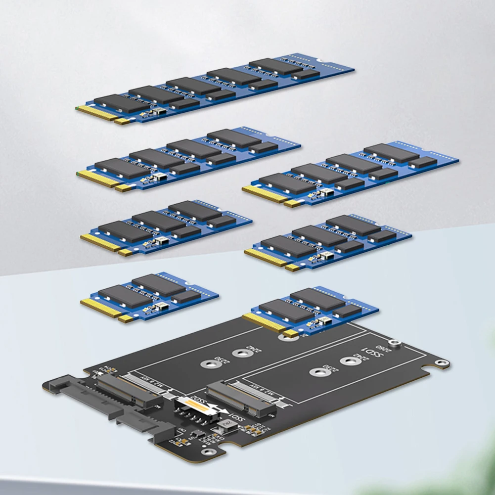 

Двойной адаптер M.2 B Key NGFF SSD на 2,5 SATA III Карта адаптера M2 NGFF на SATA Двойная карта NGFF B Key M.2 SSD с пластиковым корпусом