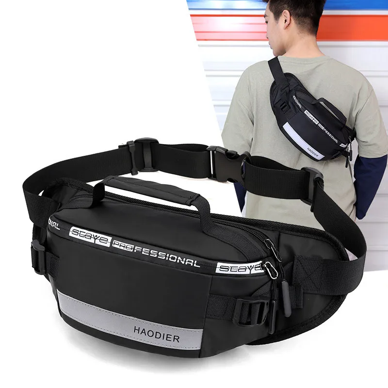 

Outdoor Anti-Theft Waist Bag Men Fashion Reflective Run Fanny Pack New Waterproof Cell Phone Storage Bag Male Travel Belt Bag