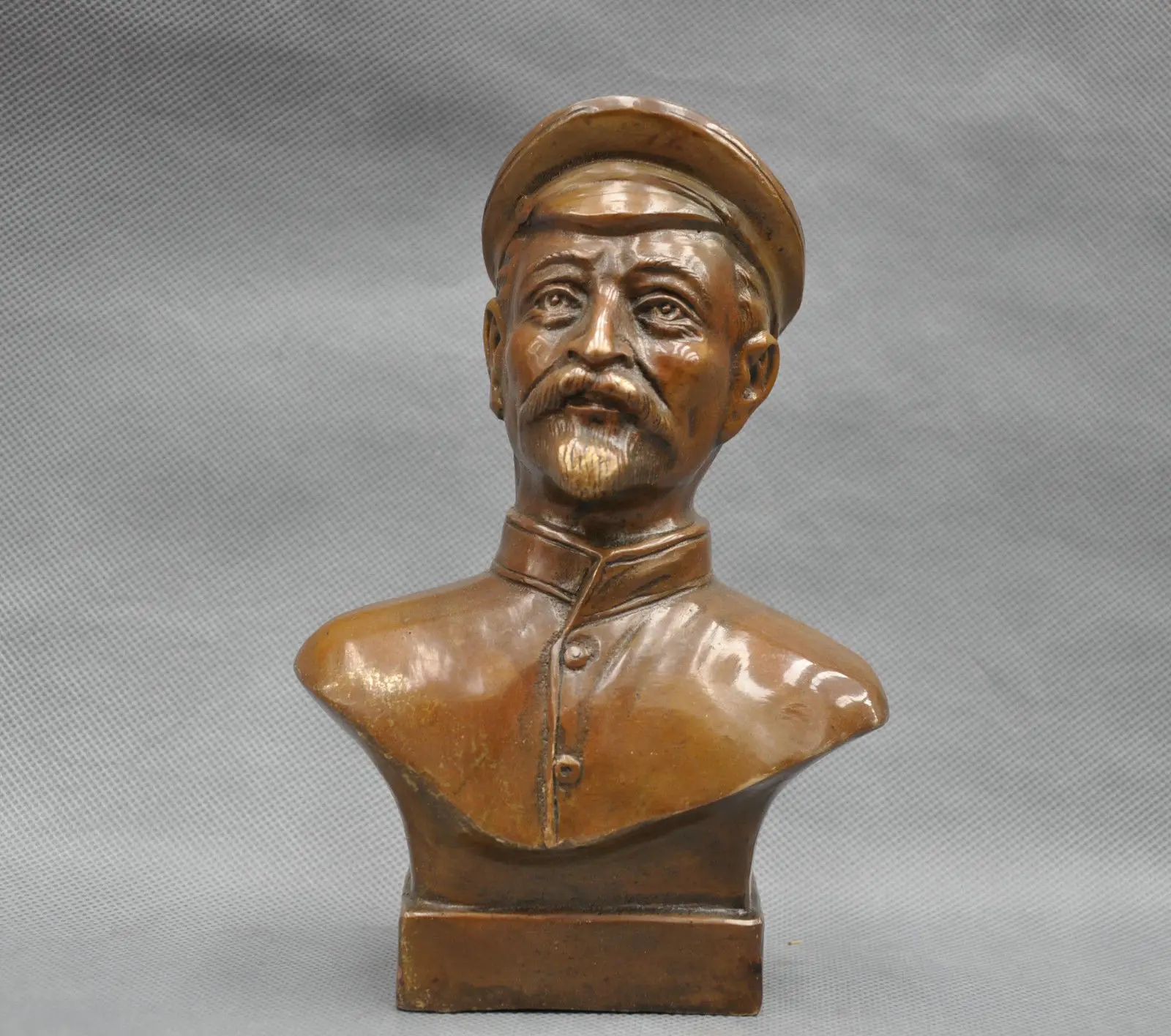 

7" China Pure Bronze Former Soviet Captain Man Bust Bronze Statue