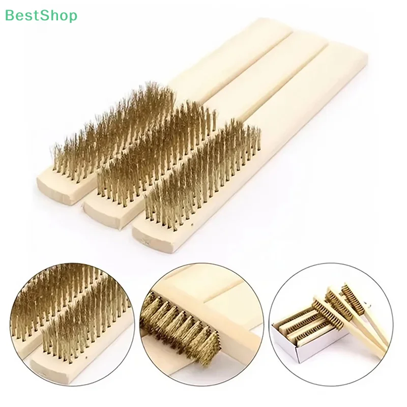 

3/12pcs Heavy-Duty Copper Wire Brush Set-Effective Brush With Sturdy Handle For Paint Scrubbing Removing Unfinished Metal Etc