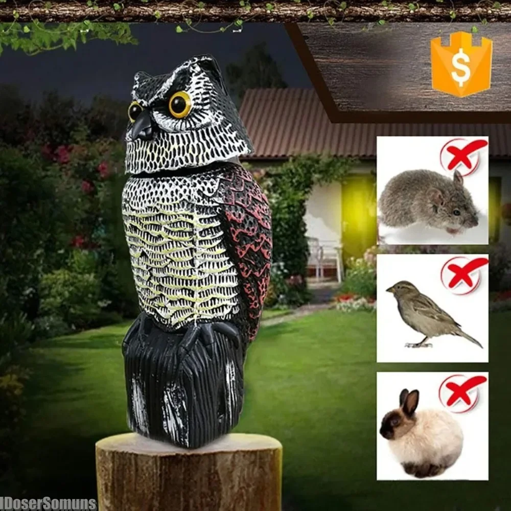 

1pc Realistic 360 Degree Rotating Bird Repellent Owl Prowler Decoy Scarecrow Garden Yard Decor Protection Repellent Pest Control