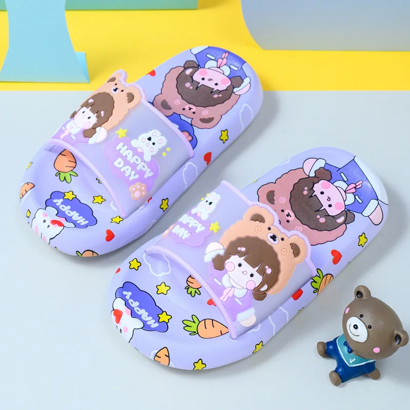 Summer Kids Indoor Outdoor Girls Boy Bathroom Non-slip Soft Sole Slippers Students Beach Sandals Shoes Children Cartoon Slippers